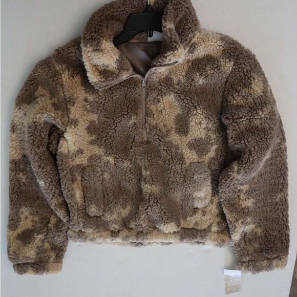 Sage Collective 1TXJ04SN Womens Sz S Brown/Cream Sage Sherpa Pullover Jacket $85 - Picture 5 of 6
